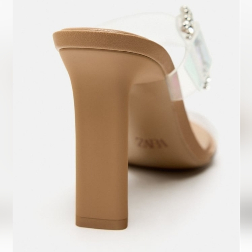 Zara High Heeled Vinyl Sandal Sz-10 - Picture 5 of 11